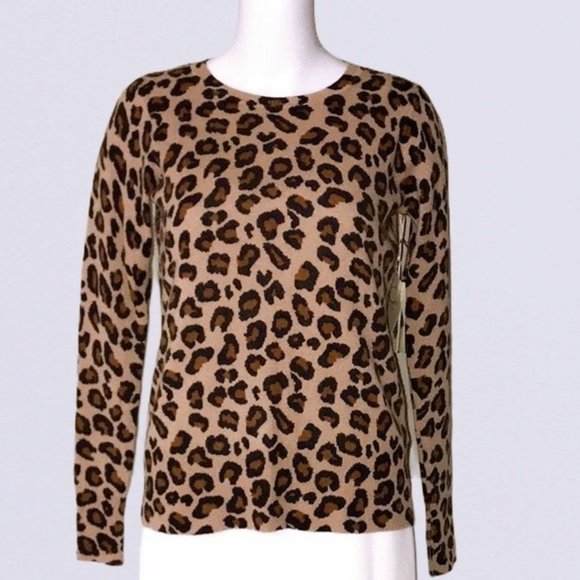 NWT CYNTHIA ROWLEY Cashmere Sweater Leopard Print - Picture 5 of 7